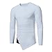 Produktbild OSYARD Herren Casual Simple Langarmshirt BluseRundhals Tops Unregelmäßige Patchwork Weiß Slim Fit Pullover Frühling Herbst Hemd, Männer Geschäft Elegant College Sport Freizeit T-Shirt