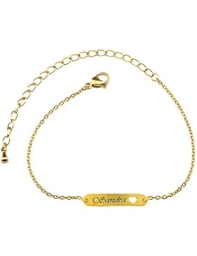 ID Edelstahl Armband mit Gravur nach Wunsch Mädchen, Freundschaftsarmband Gold oder Silber