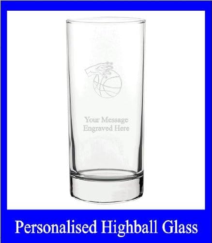 BASKETBALL HIGH BALL TALL LONG GLASS HB16 IN SILK LINED GIFT BOX
