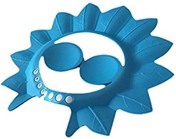IBEPRO Baby Shower Cap with Ear Protection Pads Comfortable Adjustable Soft Shampoo Shower Bathing Cap for Baby Children Kids (Blue 1)