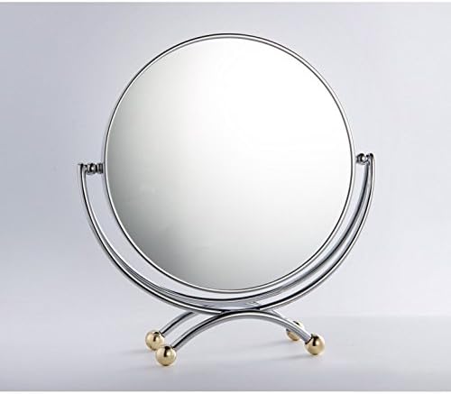 Ohcde Dheark 7 Inch Dual Side Metal Round Shape 360 Degree Rotating Cosmetic Mirror, Desktop Makeup Bathroom 3X Magnifier Mirror