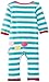 Toby Tiger Baby Girls Organic Chick Sleepsuit Striped Bodysuit, Blue, 3-6 Months