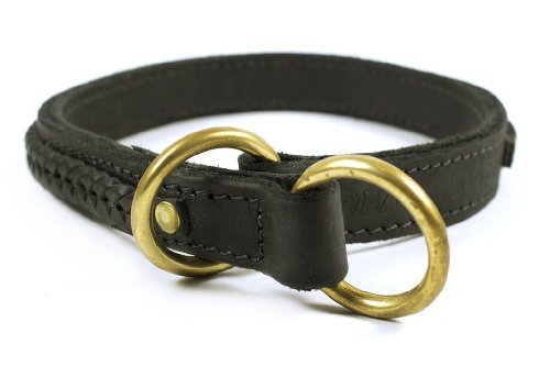 Dean-and-Tyler-CLASSY-KEIR-Choke-Dog-Collar-Solid-Brass-Hardware-Black-Size-41cm-x-3cm-Width-Fits-neck-size-14-Inches-to-16-Inches