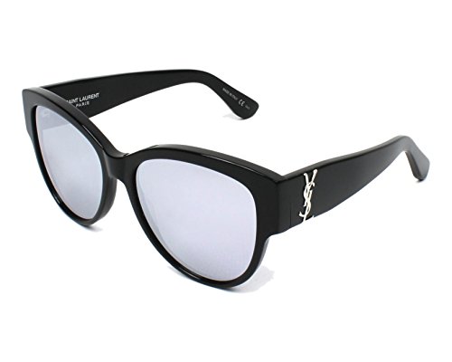 Preisvergleich Produktbild Saint Laurent Damen Sonnenbrille SL M3 003, Schwarz (Black / Silver), 55