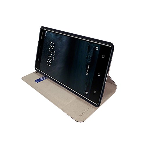 Funda Nokia 3  SunFay Cartera Carcasa Flip Folio Caja Piel PU Suave Super Delgado Estilo Libro Soporte Plegable para Nokia 3 - Gris