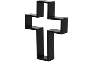 Phoenixx Rising Crucifix Cross Wooden Shelf Shelving Art Display Black