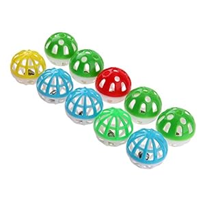 Ahomi – Juego DE 10 Bolas de plástico para Mascotas con Cascabel pequeño, diseño de Gato