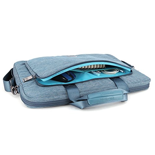 Laptophülle, Evecase 17.3 Zoll Universal Neoprene Gepolsterte Notebook Briefcase Laptop Schutzhülle mit Anzug-Gewebe / Ablösbaren Träger / Handgriff / Frontfach / Zubehörfächer für Lenovo Asus Acer HP – Himmelblau - 5