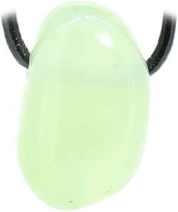 Budawi Serpentin Trommelstein Anhänger – China Jade, Ca. 25x20 Mm, Mit Lederband