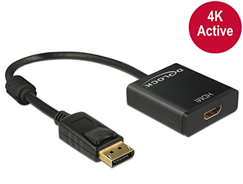Delock Adapter Displayport 1.2 Stecker> HDMI Buchse 4K Aktiv schwarz - 2