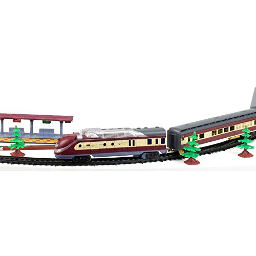 Kit de dÃ©marrage chemin de fer Ã©lectrique avec effets son et lumiÃ¨re, locomotive avec wagon, long chemin de fer et de nombreux accessoires, kit complet