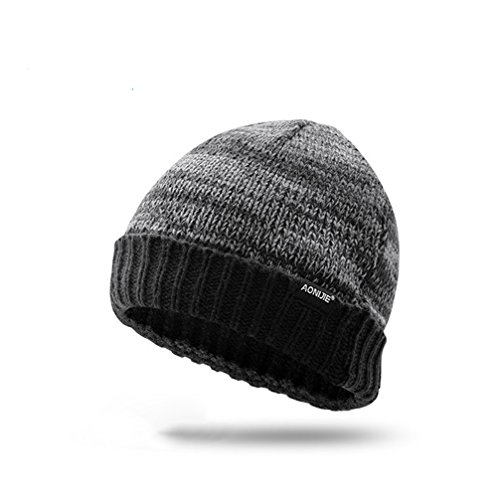 AONIJIE Outdoor Sport Unisexe Bonnet Beanie Doublure en Laine Épais Chaud Chapeau Chauffant Bonnet Tricot Hiver Chapeau Beanie
