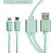 Produktbild Telckabel 2 in 1 Ladelabel Micro USB und Lightning Kabel 2 in 1, 1m Nylon umflochentenes Datenkabel für alle Android Apparaten und Apple Apparaten wie iPhone 7 7 Plus 6S 6S Plus Samsung Huawei Sony Blackberry, Grün