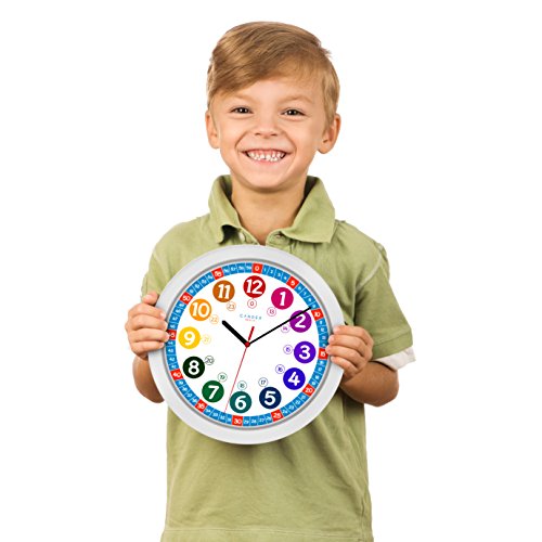 ONETIME Kinderwanduhr (Ø) 30,5 cm Kinder Wanduhr mit lautlosem Uhrenwerk und farbenfrohem Design – Ablesen der Uhrzeit lernen - 3