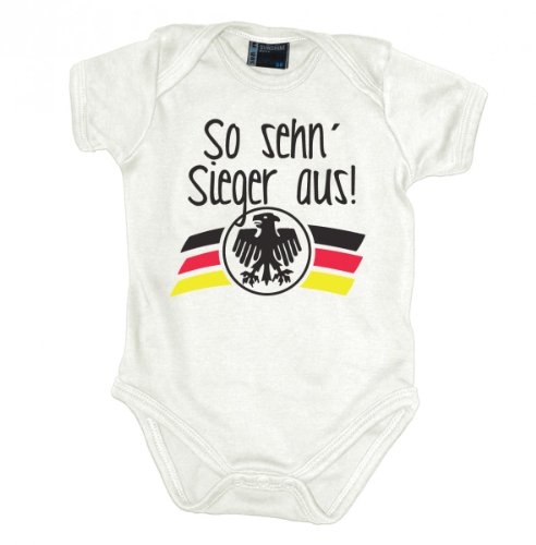 So sehn´ Sieger aus Deutschland Babybody kurzarm s-r-g-print, Grösse:62;Farbe:weiss