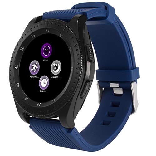Preisvergleich Produktbild Balock Schuhe Intelligente Uhr,Bluetooth 3.0 Smart Watch,Schrittzähler, Schlafüberwachung,Smartwatch Runden mit SIM Karte Slot Fitness Uhr,Fitness Tracker Sport Uhr für Damen Herren Kinder (Blau)