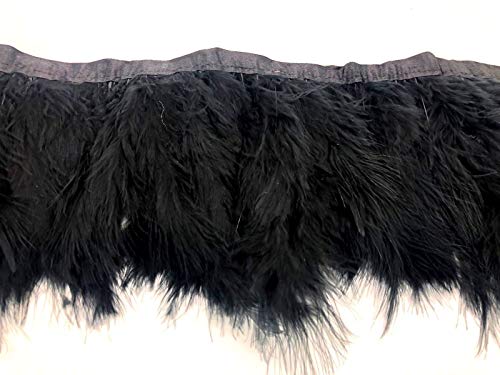 2Yards Fluffy Turkey Feather Fringe by MNJ-Trimmings (Black)