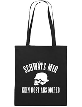 Comedy Bags - KEIN ROST ANS MOPED - HELM - Jutebeutel bedruckt, Baumwolltasche zwei lange Henkel aus 100 % Baumwolle...