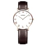North King Quarz Uhren Datumsanzeige Herren- und Damen Uhren wasserdicht schwarz Leder Band Armbanduhren für Erwachsene Geburtstag GIF T