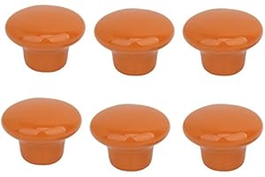 FBSHOP(TM) 6pcs 33mm Neu Orange Kreative Keramik Möbelgriffe Möbelknauf Möbelknopf Tür der Schublade,Schrank, Kleiderschrank TürKnopf Schrauben Set