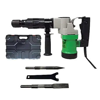 Aegon Ah810 Heavy Duty Professional 5Kg Breaker/Demolition Hammer/Concrete Breaker With Pointed And Flat Chisel Bits For Chipping/Demolition (900W, 2900Bpm, 17Mm, Green),Corded Electric, 1 Piece