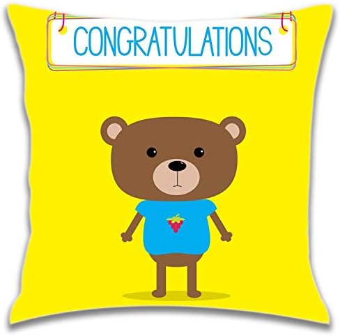 NITHG 18 inch Cushion Covers-Congratulations Card With Cute Bear Decorative Throw Pillows Sofa Square Pillow Cases for Home, Car, Bedroom