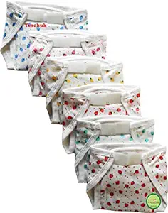 Tinchuk Newborn Cloth Nappy Padded Baby Nappies Colored Multicolor Fasten Closure Pack of 6 (6-12 Months)