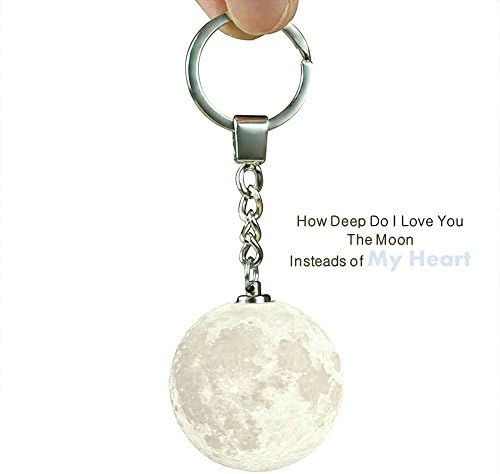 Creative-Keychain, 3D Magical Moon Lamp Key Chain Ring Pendant Handbag Car Decoration [Gift for Men Women and Children] White 4CM