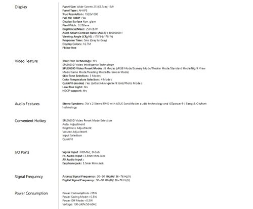 Asus Designo MX259H 25-Inch Ultra-Low Blue Light IPS LCD Monitor Dual HDMI