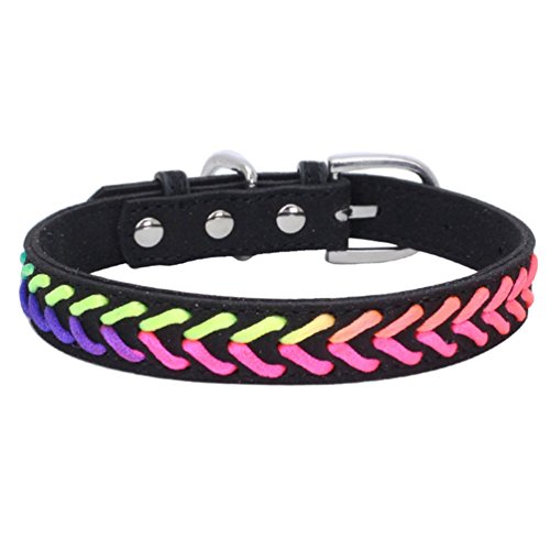 Preisvergleich Produktbild Yosemite Pet Hundehalsband, verstellbar, Kunstleder mit geflochtener Strick Hund Katze Welpe Halsband