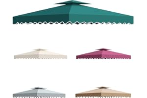 BSTECIAR Toldo pergola Recambio 3x3m, Pergolas de Jardin Cubierta de Repuesto de Gazebo Pabellón Exteriores, Doble Niveles Carpas para Exteriores con Orificios de Drenaje y Ventilación