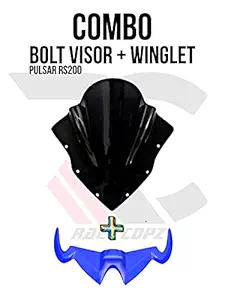 RACE COPZ Combo Offer Bajaj Pulsar RS 200 Bolt DB Visor Black+Pulsar RS 200 Winglet Blue