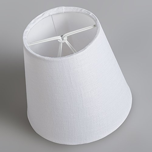 QAZQA Leinen Klemmschirm 12cm rund SC leinen weiß , Rund konisch Klemmschirm - 4