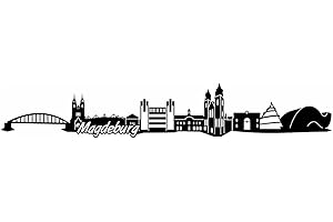 Samunshi® Magdeburg Skyline Wandtattoo Sticker Aufkleber Wandaufkleber City Gedruckt Magdeburg 120x20cm schwarz