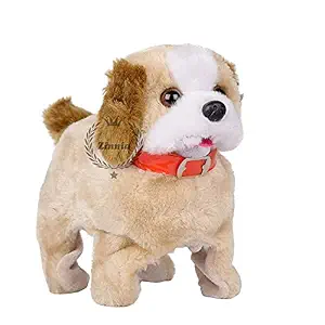 Zinnia Waging Tail Puppy, Walking and Jumping Puppy Baby Toy, Battery Operated Back Flip Jumping Dog with Sound and Music, Best Gift for Toddlers and Kids