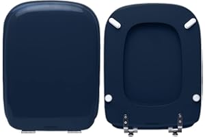 HYDRO HOME Copriwater Ideal Standard Conca Come Originale, Tavoletta Wc In Legno Rivestito Di Resina Poliestere Con Cerniere Fisse,Asse Wc Colore Blu Marino MADE IN ITALY