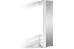 ‎BYLIVING byLIVING Flurgarderobe Ben/Garderobe matt weiß mit Spiegel/Spiegelschrank für den Flur mit Kleiderstange und Ablage/B 40, H 184, T 35 cm