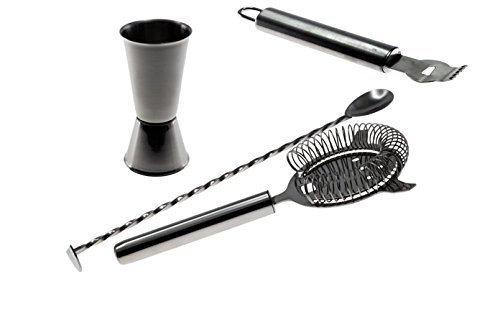 Der Geschenktipp für die Bar! Cocktail und Longdrink Set – Barzubehör aus Edelstahl in hochwertiger Echtholzkiste mit Cocktail- und Rezeptbuch – Für alle Gin Tonic Liebhaber – Made by Gin Brothers® - 5