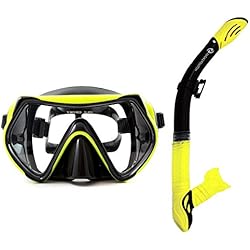 Kit de esnórquel Premium "Barracuda" de Sportastisch :: Color: AMARILLO :: máscara buceo + snorkel:: Vidrio templado antivaho para una visión nítida :: Campo de visión máximo :: Tubo