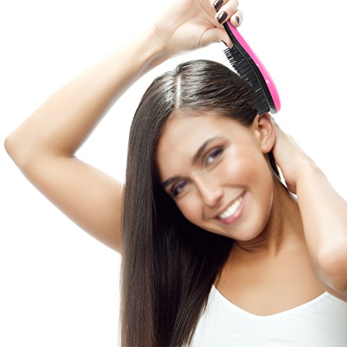 almondcy Detangling Brush Set (Pink & Schwarz) – Effektive Detangler Haarbürste für Frauen, Mädchen, Herren und boys-use wie Kamm oder Haar brush-use in dünnes, dickes, lockiges, gerade, nasses, trockenes Haar, pink&black - 7