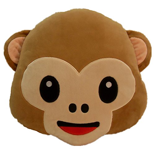 LI&HI Affe Emoji Lachen Emoticon Kissen Polster Dekokissen Stuhlkissen Sitzkissen Rund(Affe)