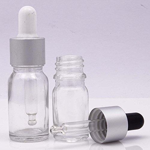 MT Bottles & Jars 12 Stück x Leer Klarglas Augentropfflasche Aromatherapie Großhandel Ätherische Öl Pipette Tropfflaschen mit Silberkuppe