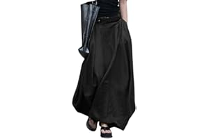 ThreeH Donne Gonna a Vita Alta Linea Flowy Maxi Gonne Lunghe con Tasche per Primavera Autunno Inverno