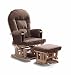 BROWN SUPREMO BAMBINO FABRIC NURSING GLIDER / ROCKER / MATERNITY / FEEDING / GLIDER CHAIR (With Locking Mechanism & Free Matching Footstool)