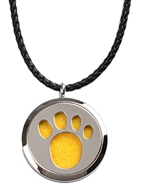 M. jvisun Aromatherapie Hund Paw Prints Anhänger Medaillon ätherisches Öl Parfüm Diffusor Halskette Hypoallergen...