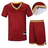  JINZA Kurzärmel Basketball Anzug Herrenhemd mit Sleeve Boy trainingskleid Student Match Big Code Basketball Anzug XXL red