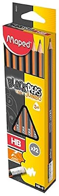 Maped 854721 Crayon Black Peps Jumbo, avec gomme, dureté : HB