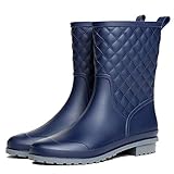  Hishoes Damen Regenstiefel Halbhohe Gummistiefel Gartenarbeit Mode Outdoor Boots Schneestiefel Schlupfstiefel Schwarz Gr. 36–41