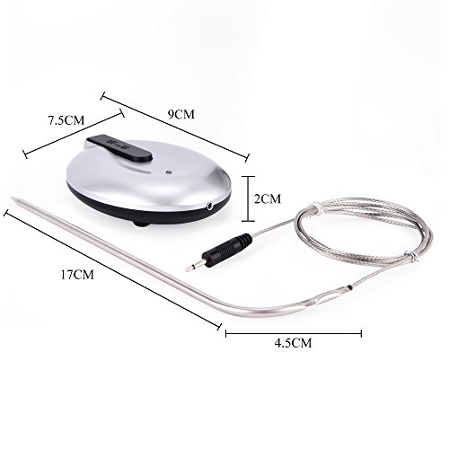 Grillthermometer, Elinker Funk Ofenthermometer und Zeitmesser mit Großer LED Anzeige, Wireless BBQ Thermometer Bratenthermometer (Silber und Schwarz) - 6