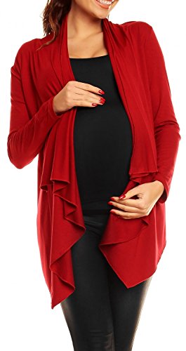 Happy Mama Women's Maternity Waterfall Cardigan Shrug Jacket Blazer UK10-18 320p (Crimson, UK 14, XL)